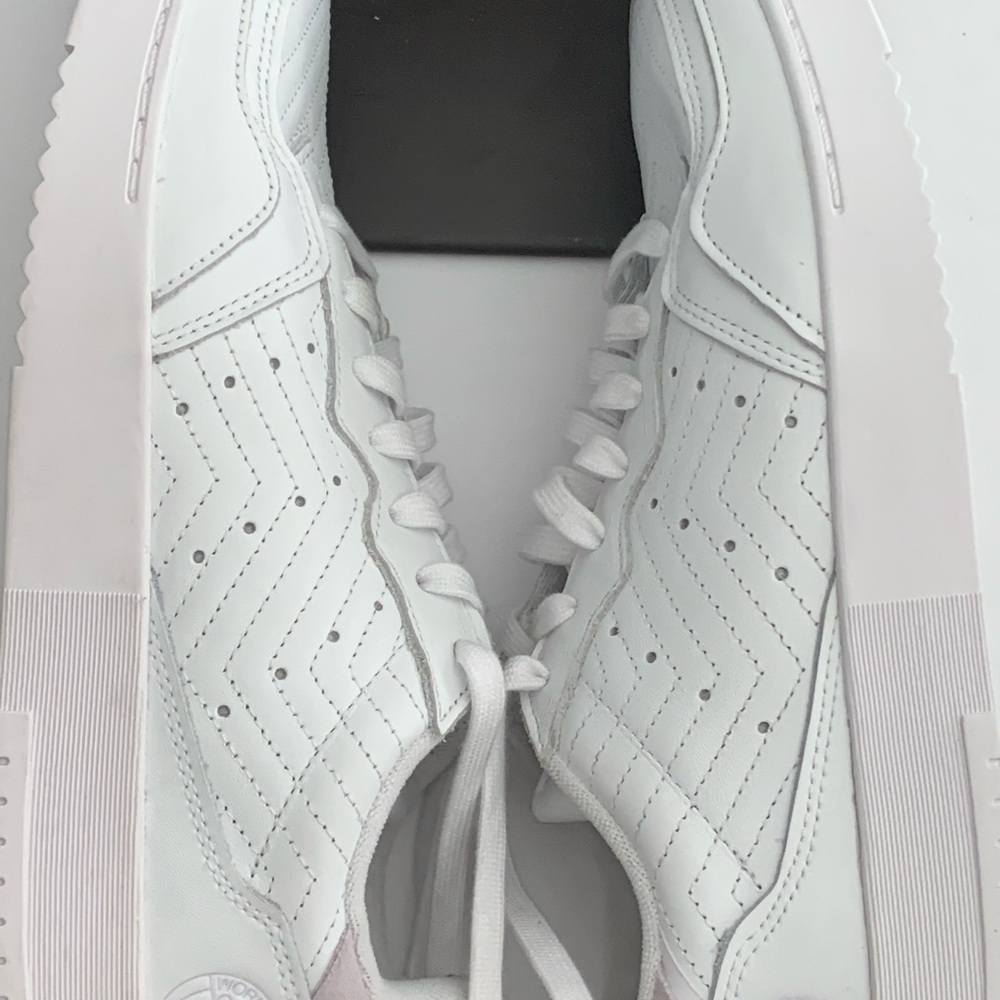 ADIDAS Supercourt Leather Sneakers Cloud White Lilac Tennis Athletic Size 10 - Picture 13 of 16